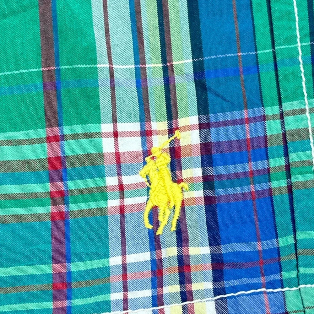 Vintage‎ Polo Ralph Lauren Swim Trunks Men Large Green Bored Shorts 90s Tartan